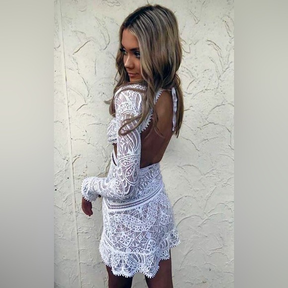 For love & lemons emerie knit mini long sleeve cut out backless dress beautiful - Picture 7 of 10